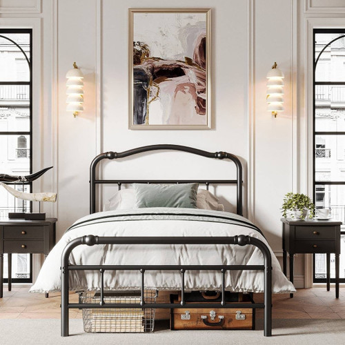 Twin XL Industrial Vintage Heavy Duty Steel Slat Bed Frame