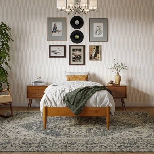 Twin size Solid Hardwood Platform Bed Frame in Natural Wood Finish