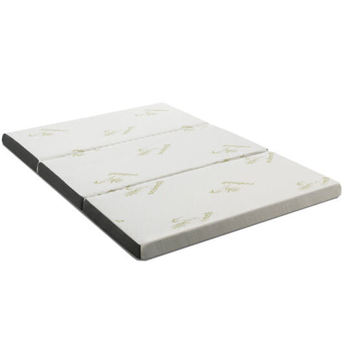 Portable Tri-fold Memory Foam Floor Mattress Topper Portable with Carrying Bag-M