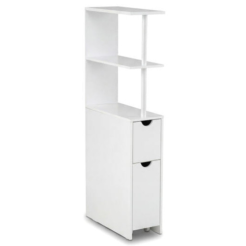 Slim Storage Freestanding Bathroom Cabinet with Open Shelves-White