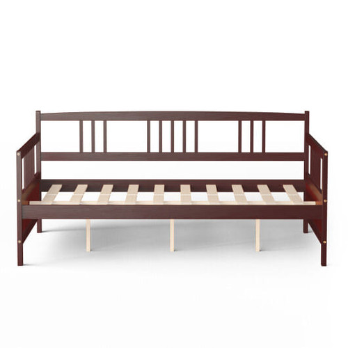 Wooden Full Size Daybed Frame with Guardrails-White