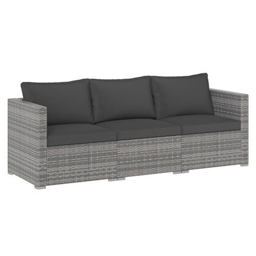 3 Pieces Patio Sectional Sofa Set PE Rattan Modular Couch Furniture Set with Soft Cushions-Black