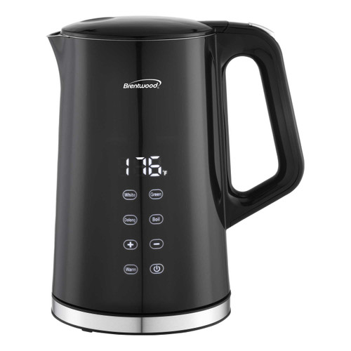 Brentwood 1.7L 1100W BPA Free 360 Cordless Cool Touch Digital Electric Kettle in Black