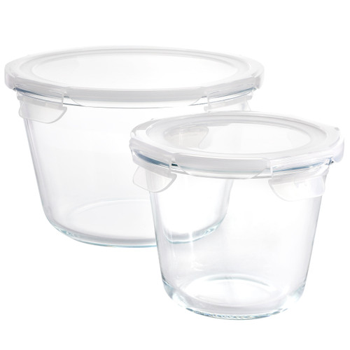 Gibson Home House Specials 4 Piece Borosilicate Glass Round Storage Container Set with Snap Lids