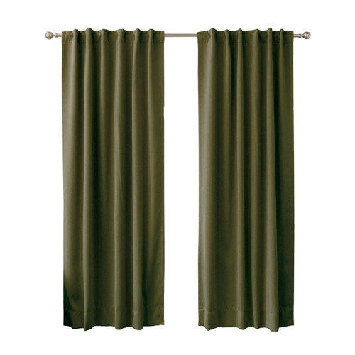 52 x 102 inch Solid Olive Green Thermal Blackout Curtain Panels - Set of 2