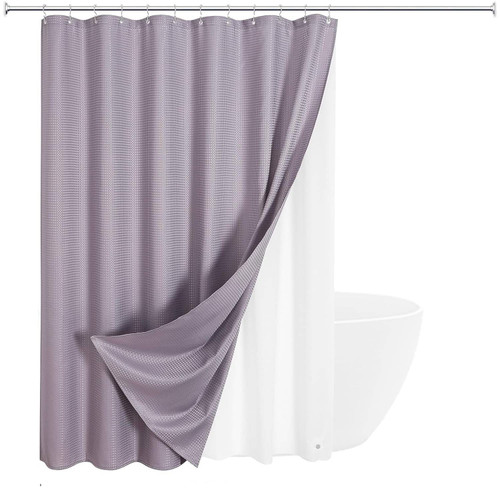 72"W x 78"H Lavender Waffle Textured Shower Curtain Set with Liner