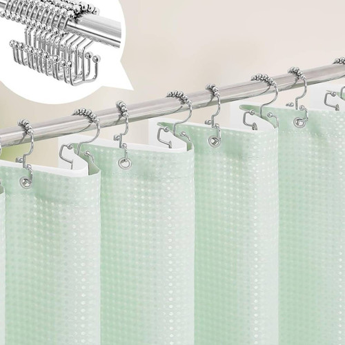 72"W x 78"H Mint Green Waffle Textured Shower Curtain Set with Liner