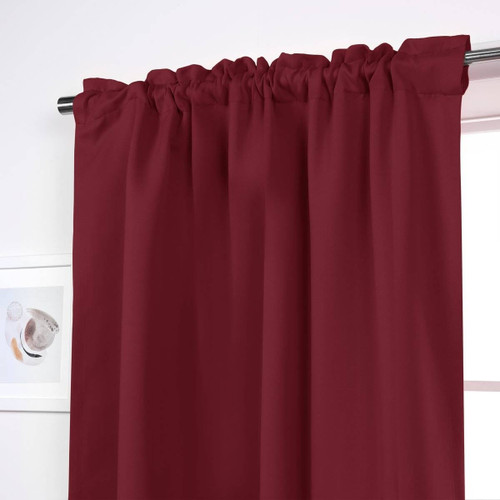 52 x 96 inch Solid Burgundy Red Thermal Blackout Curtain Panels - Set of 2