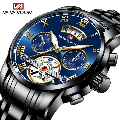 Color: Coffee - Relogio Masculino Top Brand Mens Luxury Watch Stainless Steel Luminescence Clock Ca