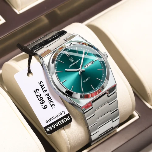 Color: Rose - POEDAGAR Luxury Watch For Man Waterproof Luminous Date Week Stainless Steel Men Watch