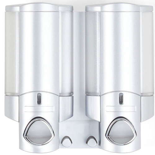 Gray Heavy Duty Plastic Two Chamber Wall Mount Soap Dispenser