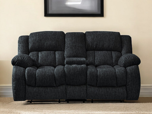 77" Black Manual Reclining Loveseat With Storage