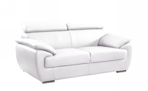 69" White And Silver Faux Leather Loveseat