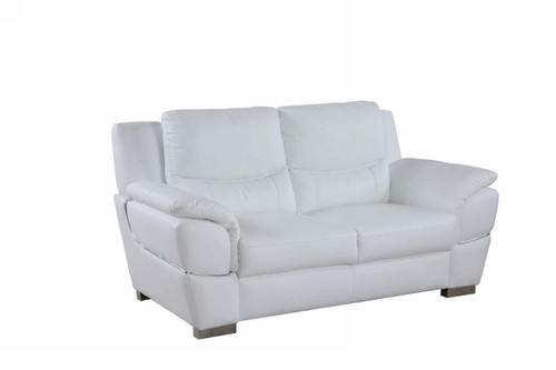69" White And Silver Faux Leather Love Seat