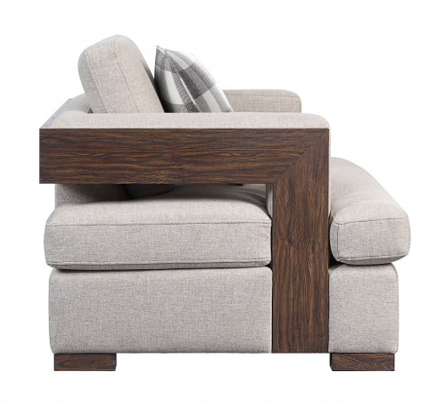 72" Beige And Brown Linen Loveseat