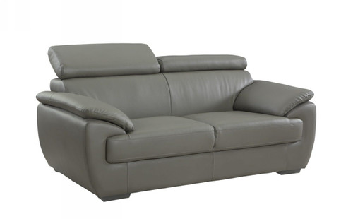 69" Gray And Silver Faux Leather Loveseat