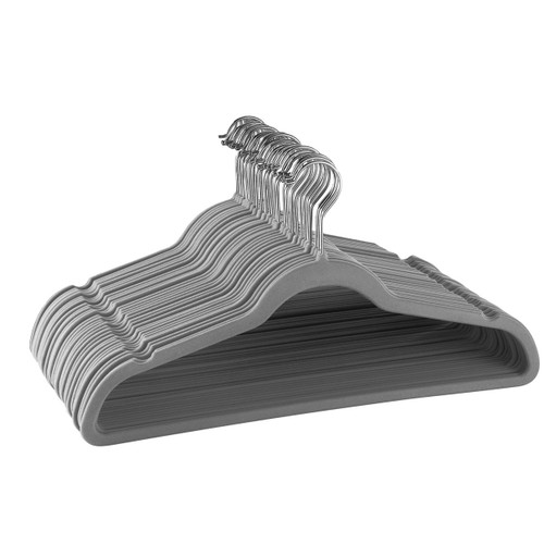 Elama Home 30 Piece Velvet Slim Profile Heavy Duty Felt Hangers with Stainless Steel Swivel Hooks i