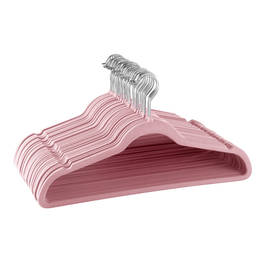 Elama Home 30 Piece Velvet Slim Profile Heavy Duty Felt Hangers with Stainless Steel Swivel Hooks i