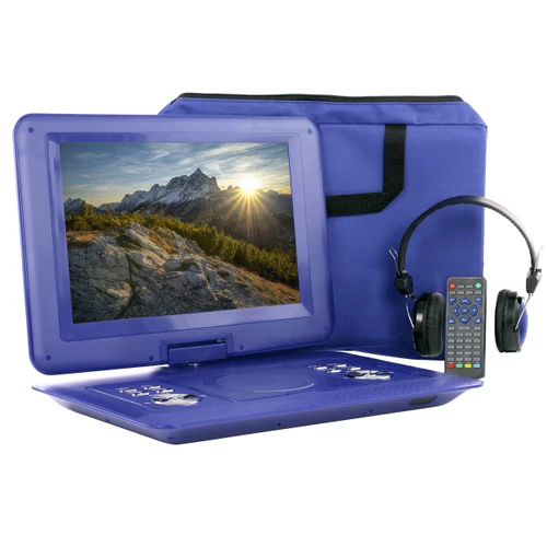 beFree Sound 14.1 Inch Portable DVD Player with Swivel TFT-LCD Screed USB,Sn anD,AV Inputs- Blue