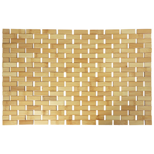MegaChef Bamboo Wood 16.25 x 24.5 Inch Rectangle Bathroom Mat