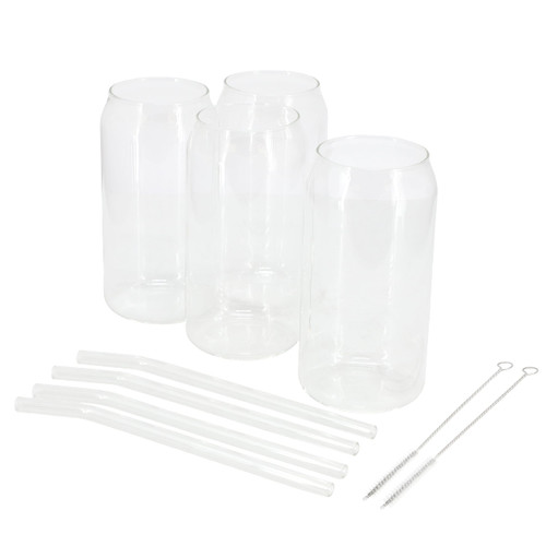 Gibson Home Zadie 10 Piece Glass Tumbler and Straw Set in Clear