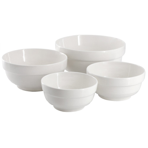 Gibson Home Great Essentials 4 Piece Fine Ceramic Serving Bowl Set in White