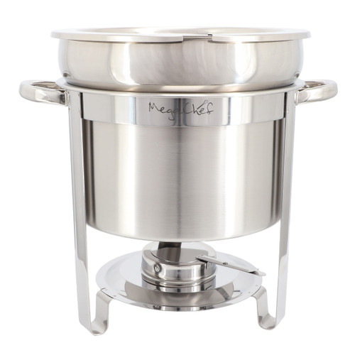 MegaChef 11.6 Quart Round Stainless Steel Professional Soup Chafing Dish in Silver