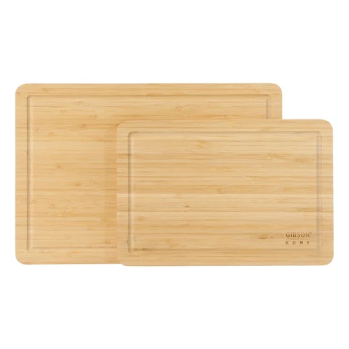Gibson Home Forestview 2 Piece Rectangle Bamboo Cutting Board Set with Juice Grooves