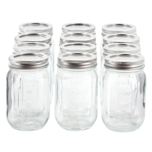 Gibson Home Market Preserves 12 Piece 16 Ounce Glass Canning jars with Lids and Bands