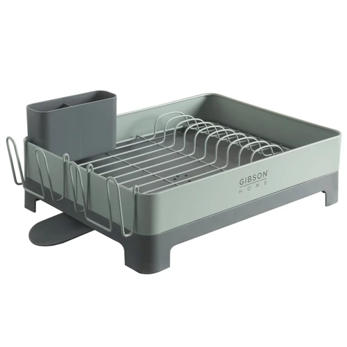 Gibson Home Nestcraft Galvanized Steel Dish Rack in Green