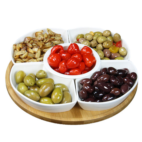 Elama Signature 12 1/4 Inch 6-Piece Lazy Susan Appetizer and Condiment Server Set with 5 Serving Di