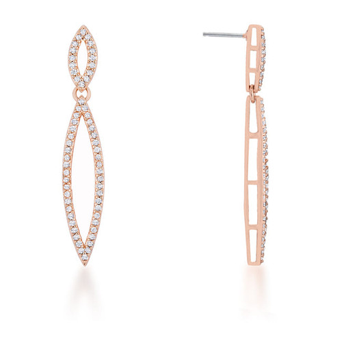 Sara 1.2ct CZ Rose Gold Delicate Double Teardrop Drop Earrings