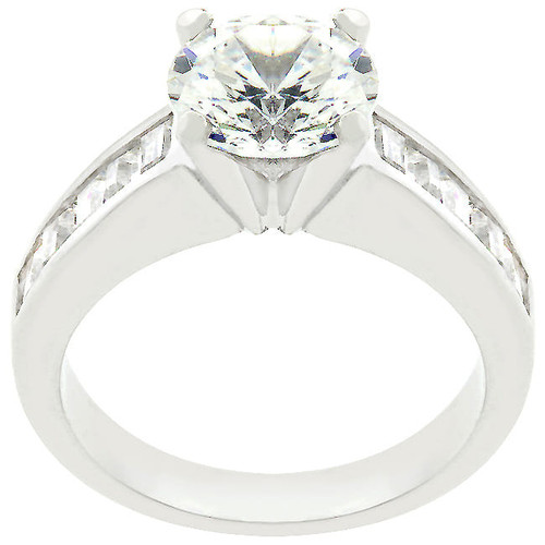 Classic Rhodium Plated Engagement Ring