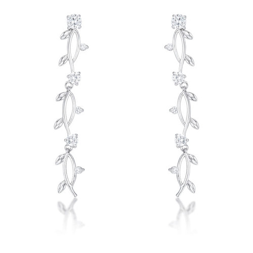 1.1Ct Vine Design Rhodium Earrings