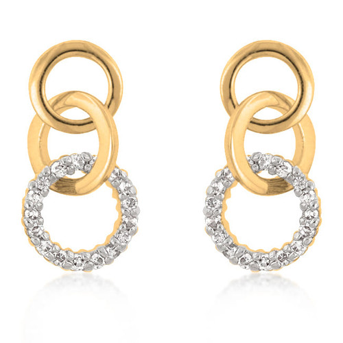 Goldtone Finish Triplet Hooplet Earrings