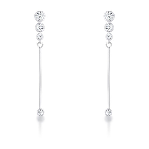 1.2Ct Graduated Rhodium Plated Drop Cubic Zirconia Earrings.