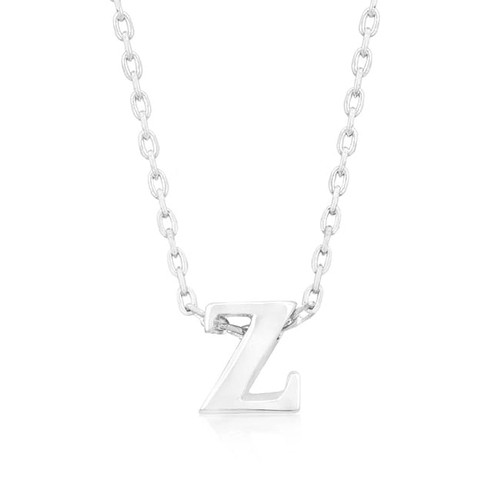 Rhodium Plated Finish Initial Z Pendant