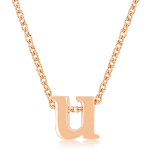 Rosegold Finish Initial U Pendant