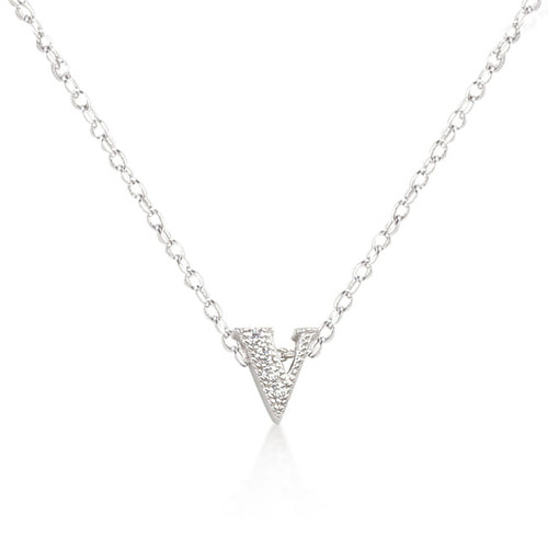 Micro-Pave Initial V Pendant