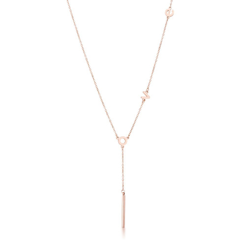Stainless Steel Rose Goldtone LOVE Necklace