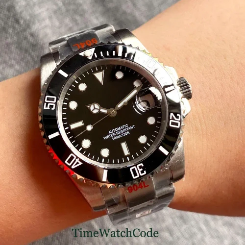 Color: Coffee, Size: Option 1 - Sterile Men's Watch 40mm Genuine NH35 Automatic Movement 10ATM Wate
