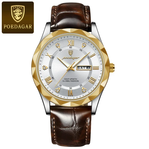 Color: Pink - POEDAGAR Luxury Business Man Wristwatch Waterproof Luminous Date Week Men Watch For M