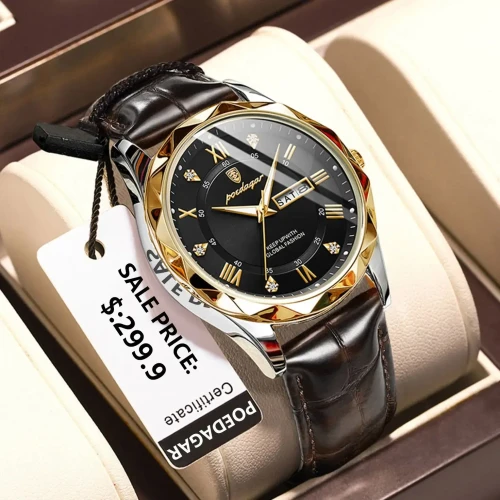 Color: Pink - POEDAGAR Luxury Business Man Wristwatch Waterproof Luminous Date Week Men Watch For M