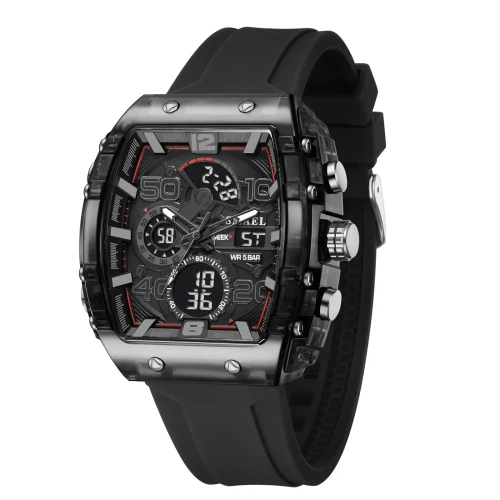 Color: BRONZE - SMAEL 8109 New Men's Watch Multifunctional Sports 50M Waterproof Dual Display LED N