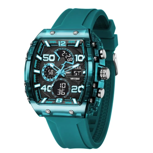 Color: Pink - SMAEL 8109 New Men's Watch Multifunctional Sports 50M Waterproof Dual Display LED Nig