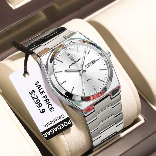 Color: Multicolor - POEDAGAR Luxury Watch For Man Waterproof Luminous Date Week Stainless Steel Men