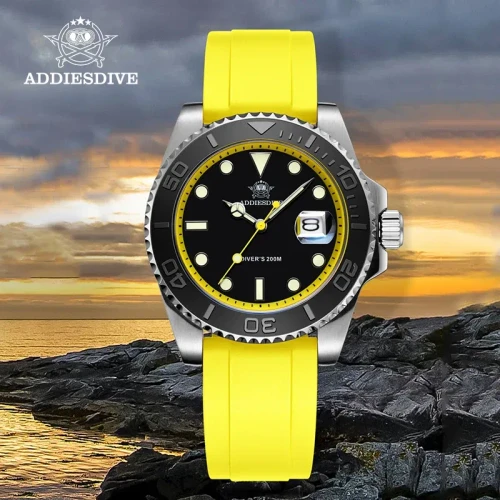 Color: Multicolor - ADDIESDIVE Rotatable Bezel Watch For Men 41mm Quartz Watch Stainless Seel BGW9 