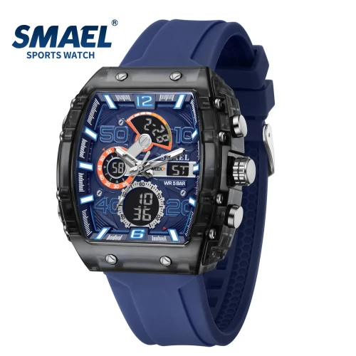 Color: Ivory - SMAEL 8109 New Men's Watch Multifunctional Sports 50M Waterproof Dual Display LED Ni