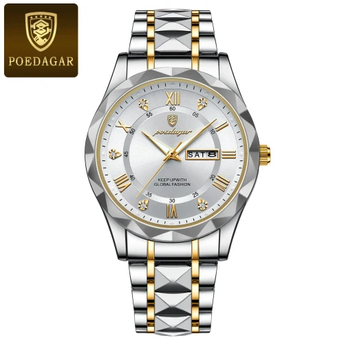 Color: Coffee - POEDAGAR Top Luxury Men Quartz Watch For Men Sports Waterproof Luminous Stainless S
