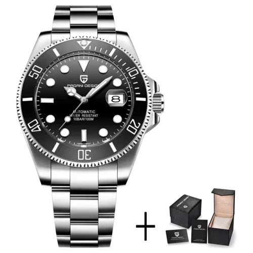 Color: black - PAGANI DESIGN Men Mechanical Wristwatch Luxury Ceramic Bezel Automatic Watch Sapphir